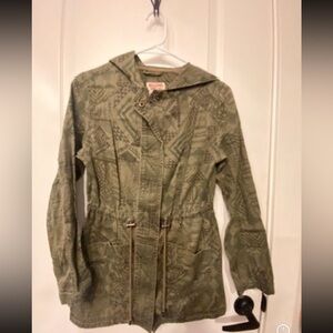 Mossimo Women's Army Green Utility Jacket with Aztec Print (Size S)